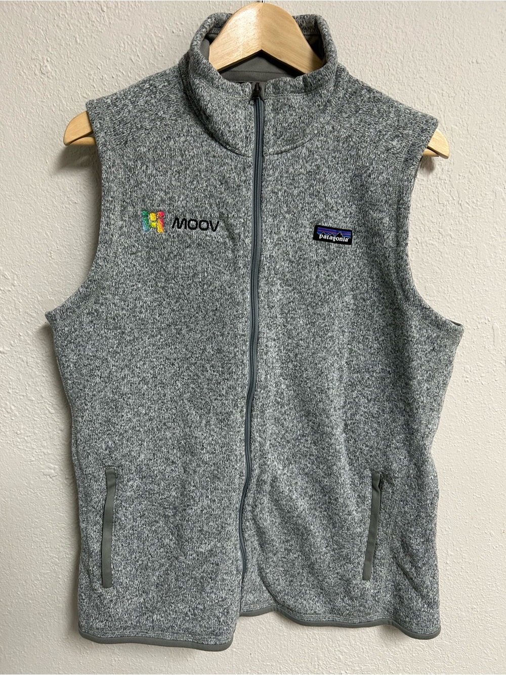Patagonia Better Sweater Heather Gray Full Zip Fleece Vest Mens XL MOOV Logo
